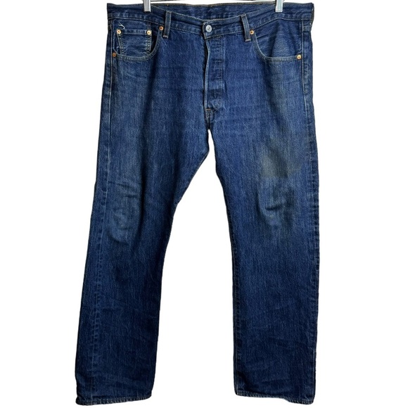 Levi's 501 Original Fit Rigid Denim Straight Leg Retro Blue Jeans 38 - Picture 1 of 16